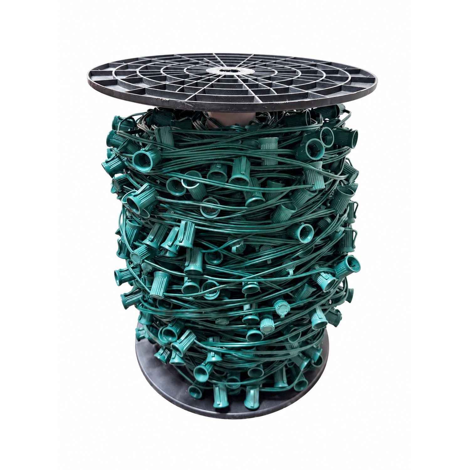 1000 ft. E17 Intermediate Base String Light Cord Green Wire 12 in. Socket Spacing No End Plugs E17/G/100012 - Christmas Holiday String - E17/G/100012 - Norman Lamps