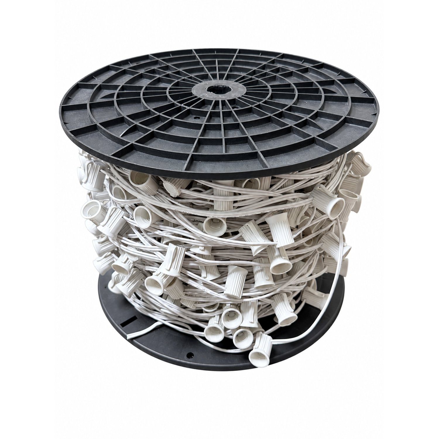 500 ft. E17 Intermediate Base String Light Cord White Wire 12 in. Socket Spacing No End Plugs E17/W/50012 - E17/W/50012 - Norman Lamps
