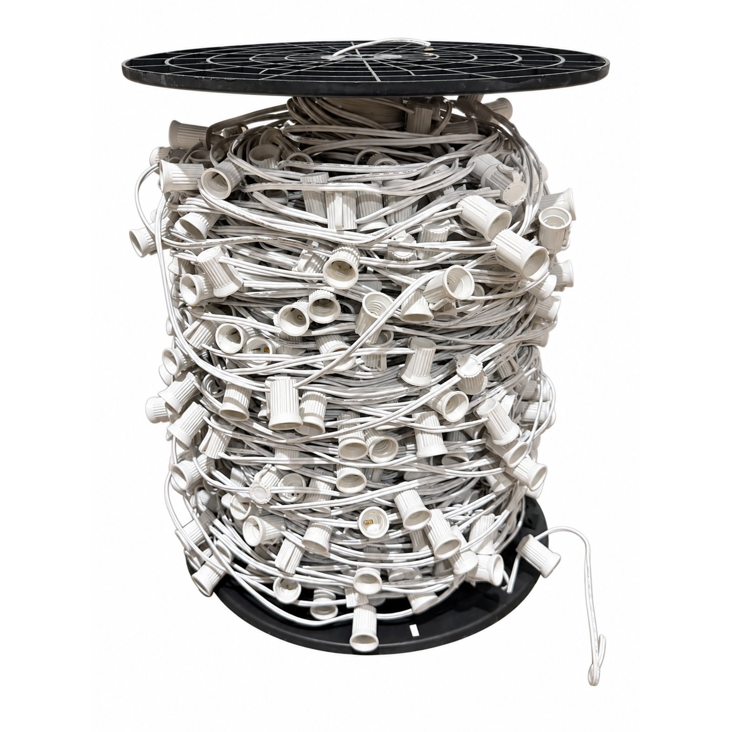 1000 ft. E17 Intermediate Base String Light Cord White Wire 12 in. Socket Spacing No End Plugs E17/W/100012 - E17/W/100012 - Norman Lamps