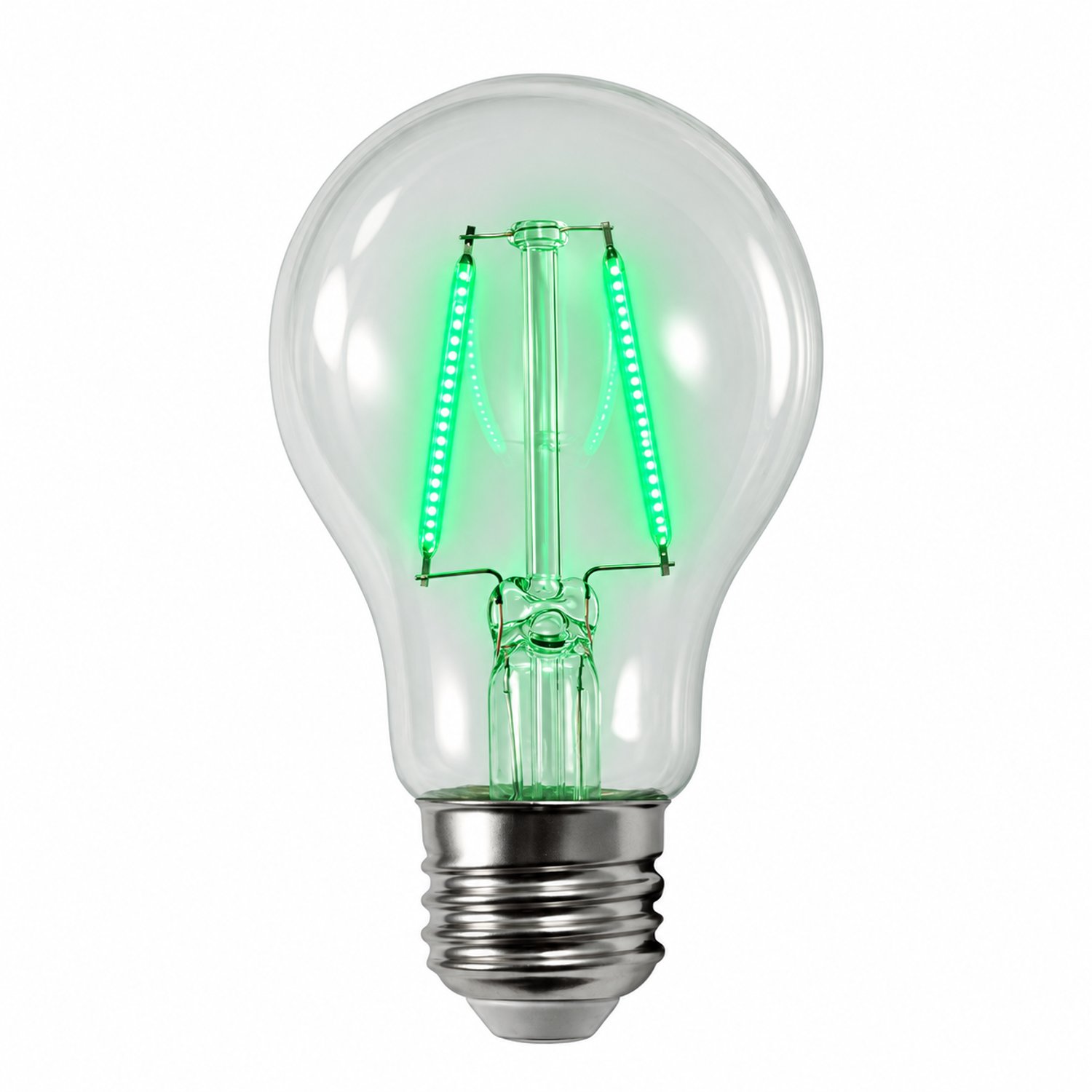 200 Lumens 2 Watt Green LED A19 Filament Light Bulb E26 Medium Base Non-Dimmable 120V LED-FA19-GF-2W - LED-FA19-GF-2W - Norman Lamps