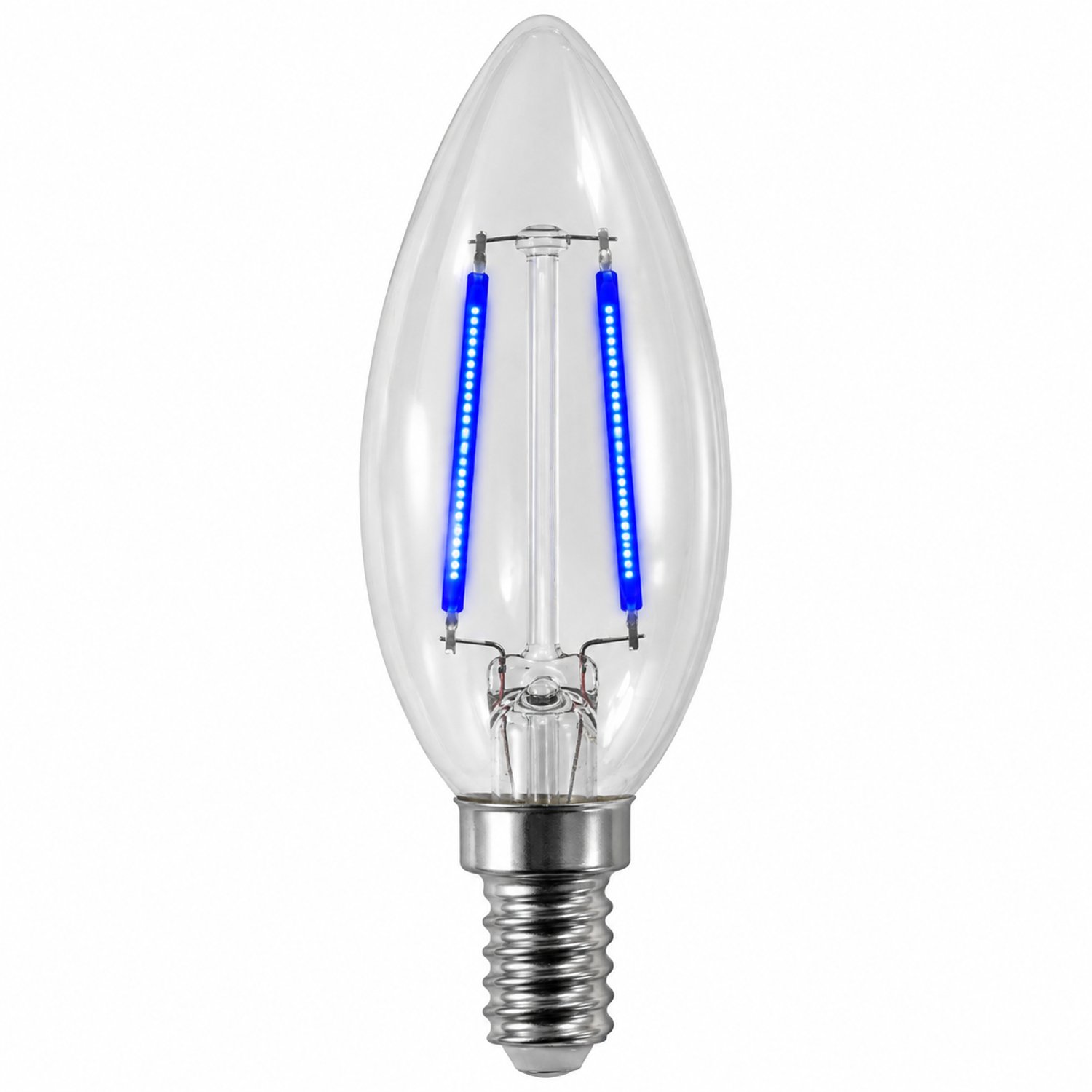 200 Lumens 2 Watt Blue LED B10 Filament Light Bulb E12 Candelabra Base 120V LED-FB10CT-FB-2W - LED-FB10CT-FB-2 - Norman Lamps