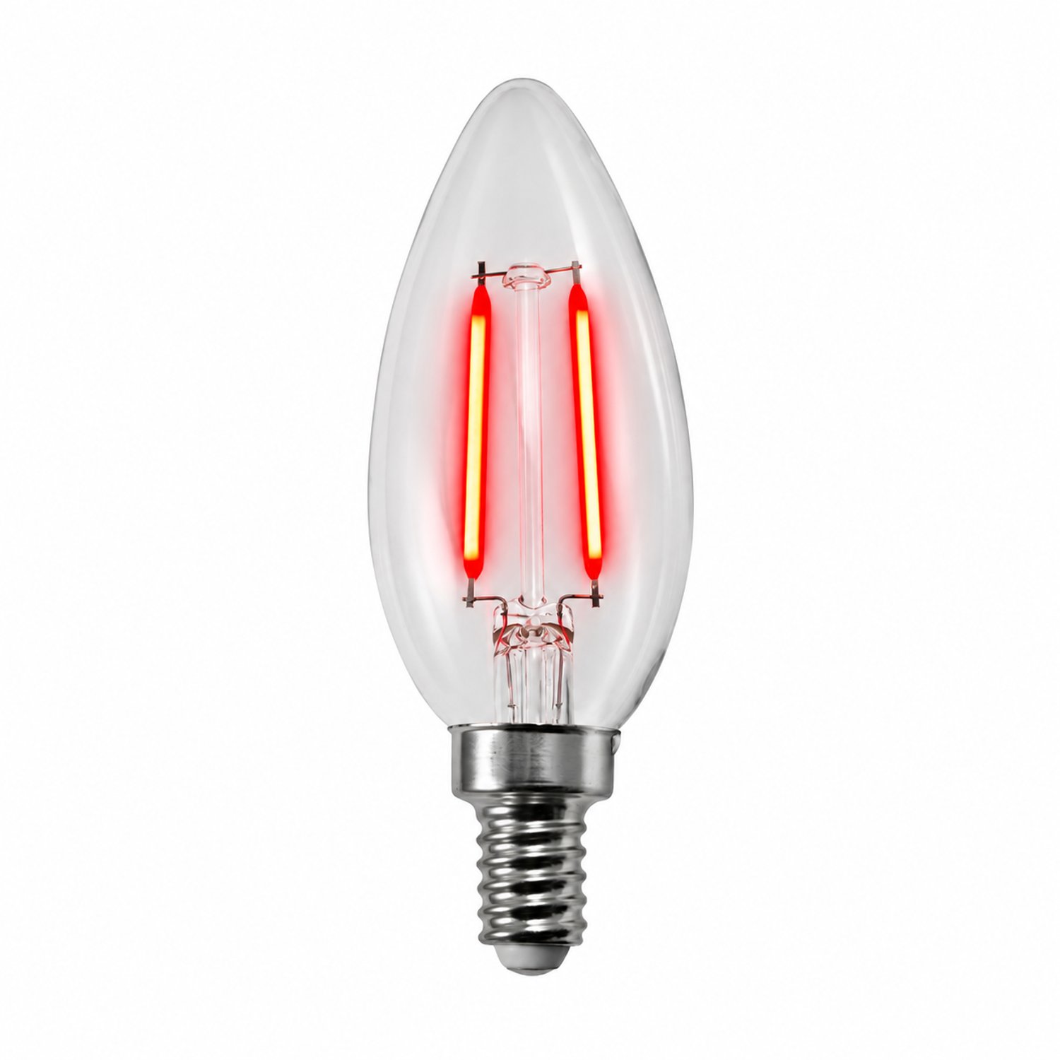 200 Lumens 2 Watt Red LED B10 Filament Light Bulb E12 Candelabra Base 120V LED-FB10CT-FR-2W - LED-FB10CT-FR-2 - Norman Lamps