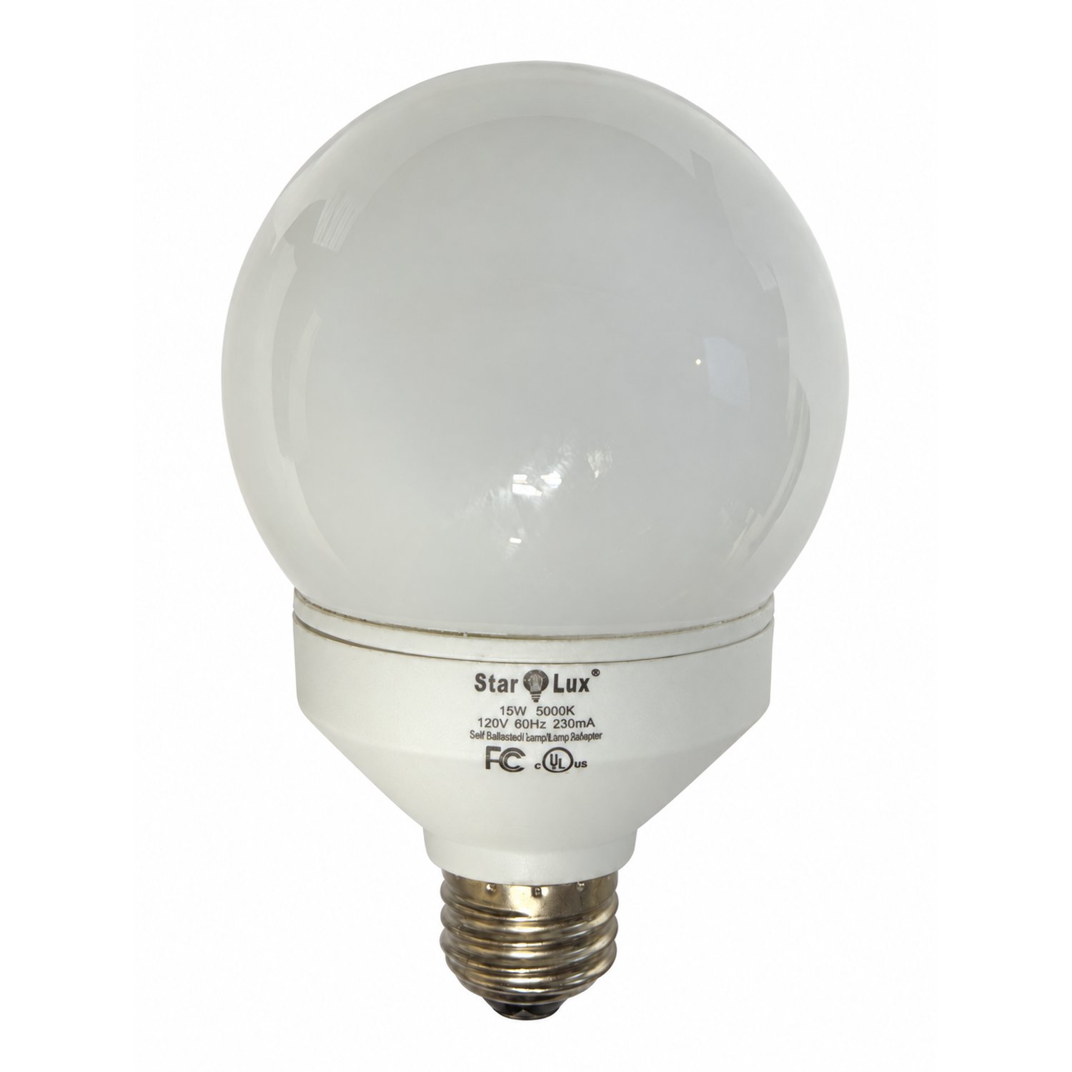 ES123-15W-CW - 3.65" Diameter Globe E26 CFL -  5000K Bright White - 750 Lumens 5000K Medium Base - CFL Spring Lamp - Limited Stock - ES123-15W-CW - Norman Lamps