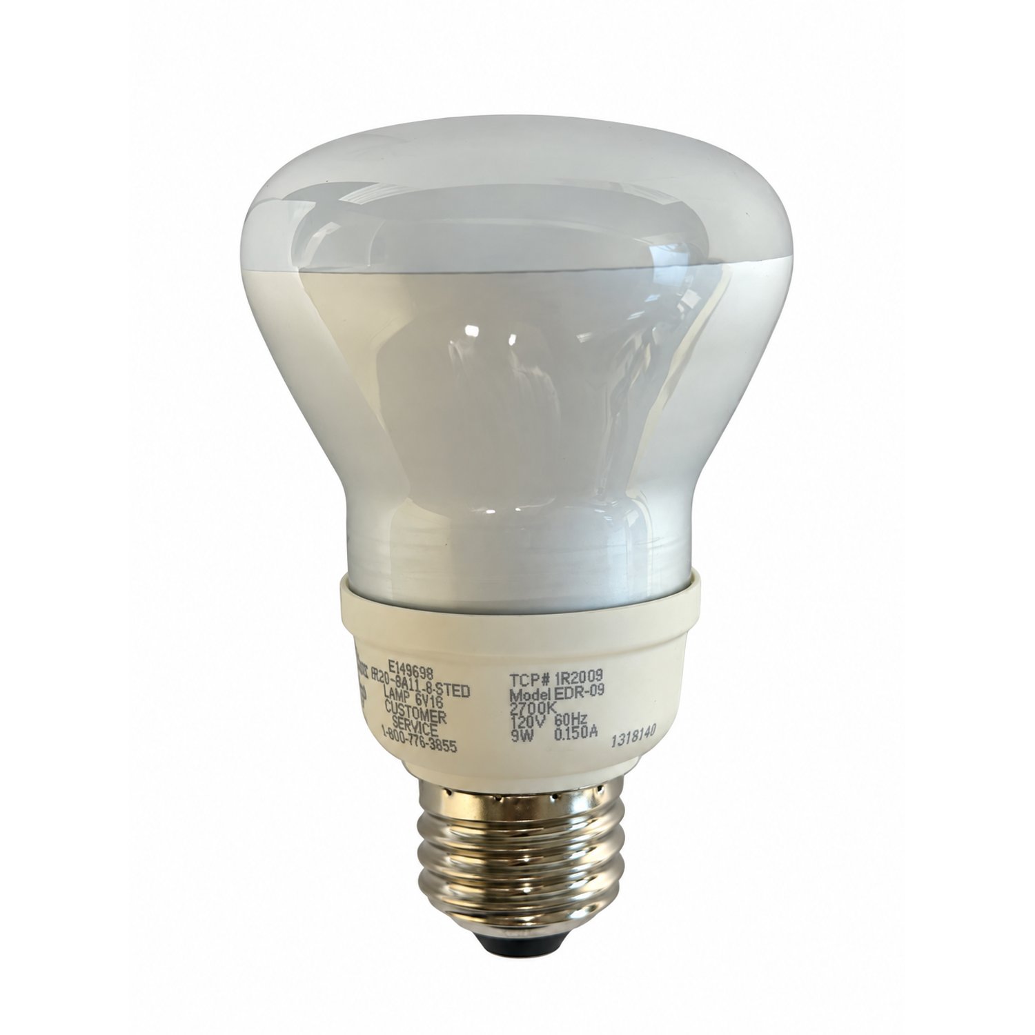 1R2009 - R20 CFL 9Watt 400 Lumens E26 27K Warm White - TCP Brand - 12109 - 2700K R20/BR20 - Limited Stock - Closeout - 1R2009 - Norman Lamps