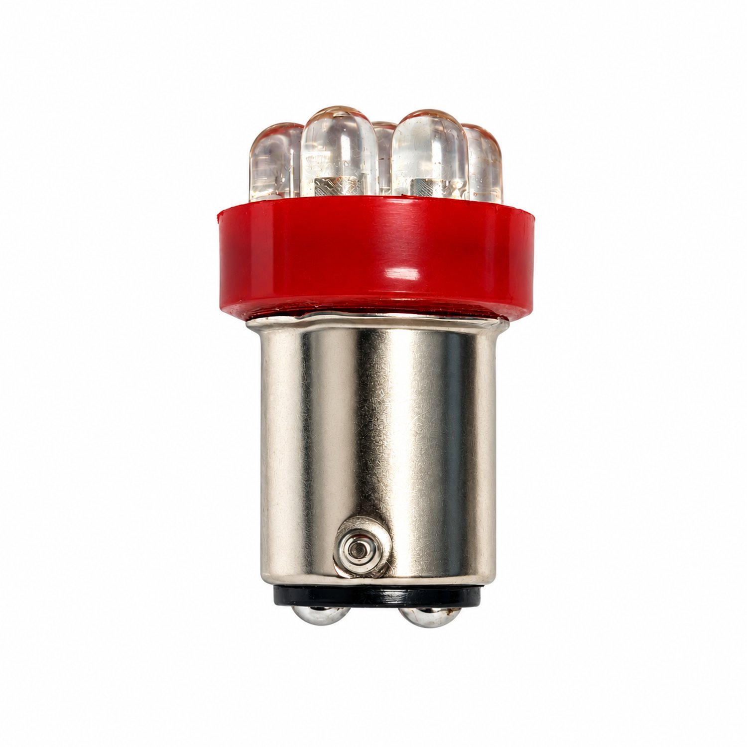 7 Cluster RED 120 Volt BA15D LED - 1.25 Inch Length x .80 Inch Diameter - LED-6S6-120-DCR - Red LED - 120V - BA15D Double contact Base - Replaces 6S6, 15T7, 25T8 types - LED-6S6-120-DCR - Norman Lamps