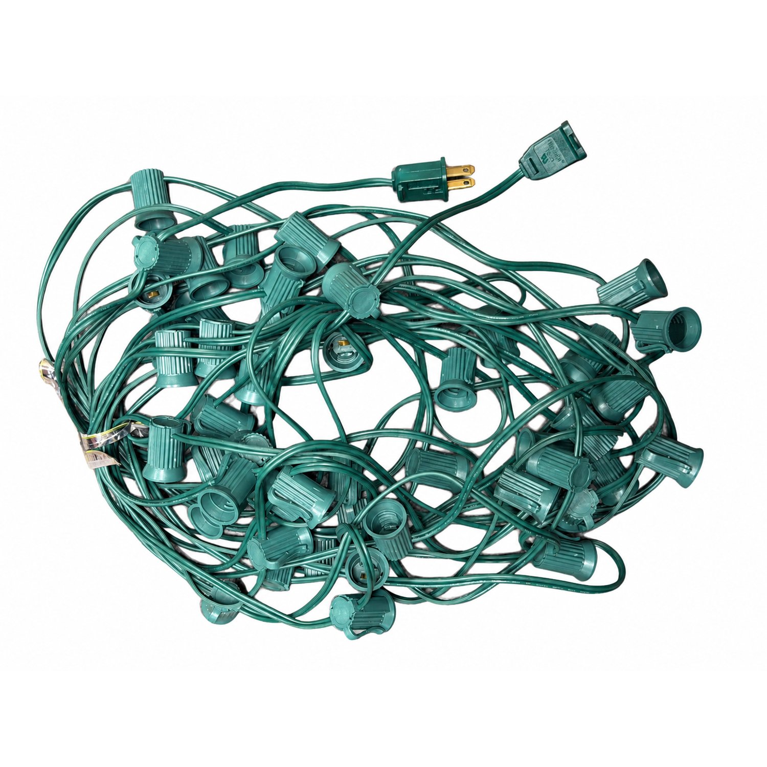 50 ft. C9 E17 Intermediate Base String Light Cord Green Wire 12 in. Socket Spacing E17/G/5012 - Christmas Holiday String - E17/G/5012 - Norman Lamps