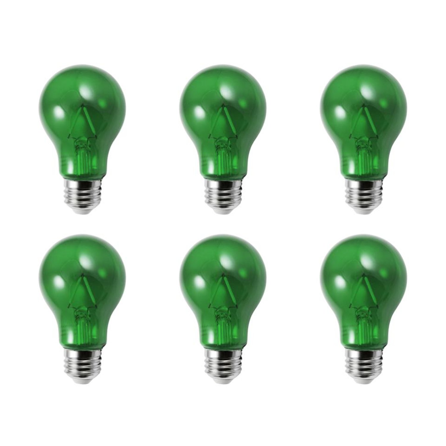 LED A19 Green 6PK Transparent Glass Copy - LED-FA19-TG-2W/6PK - Norman Lamps