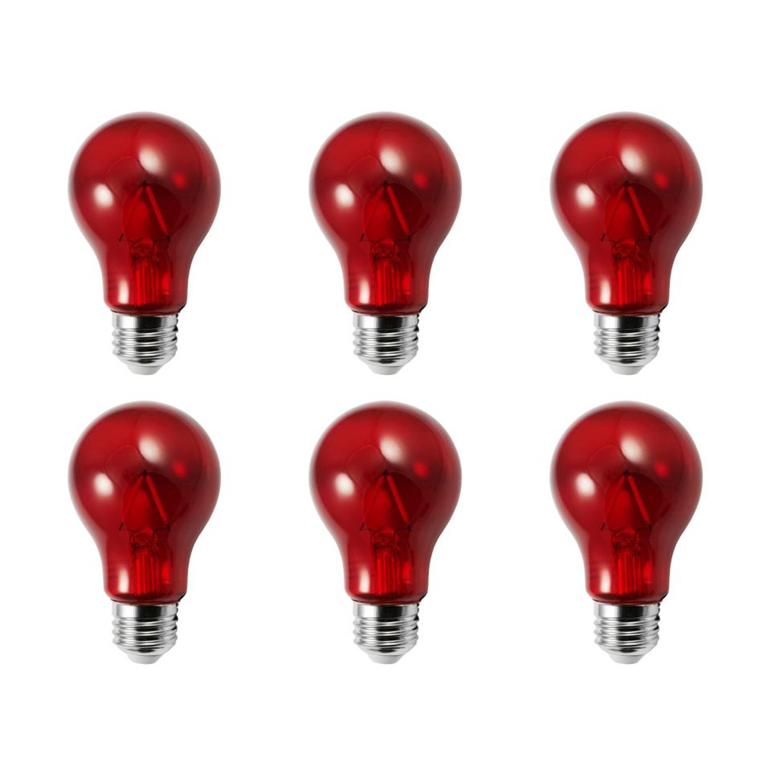 LED A19 Red 6PK Transparent Glass - LED-FA19-TR-2W/6PK - Norman Lamps
