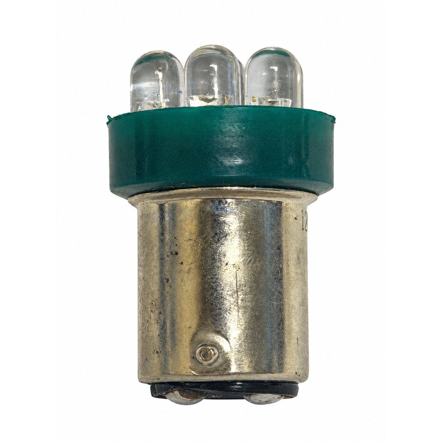 7 Cluster Green 120 Volt BA15D LED - 1.25 Inch Length x .80 Inch Diameter -LED-6S6-120-DCG - Green LED - 120V - BA15D Double contact Base - Replaces 6S6, 15T7, 25T8 types - LED-6S6-120-DCG - Norman Lamps
