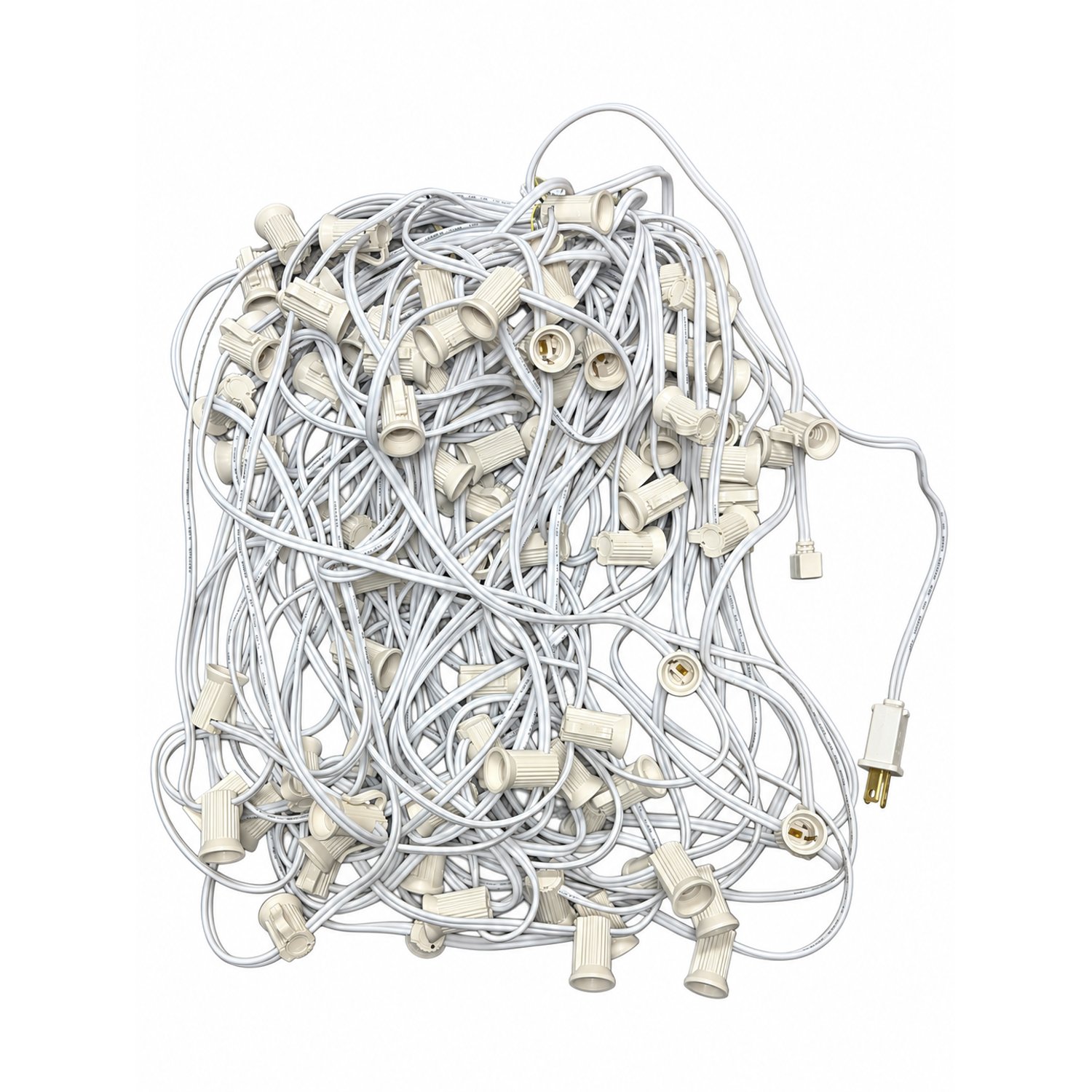 100 ft. E12 Candelabra Base String Light Cord White Wire 12 in. Socket Spacing E12/W/10012 - E12/W/10012 - Norman Lamps