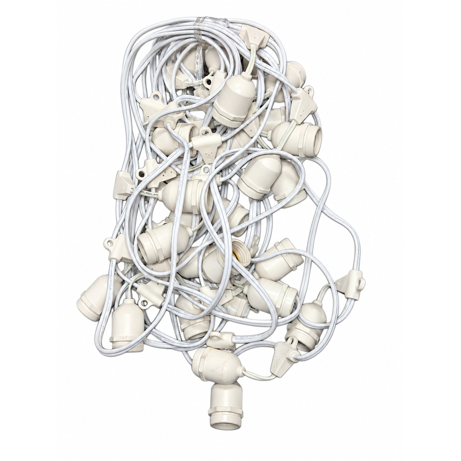 37.5 ft. E26 Medium Base String Light Cord White Wire 5 in. Suspended Sockets Molded Stringer UL 120V E26/W/2518-S - E26/W/2518-S - Norman Lamps