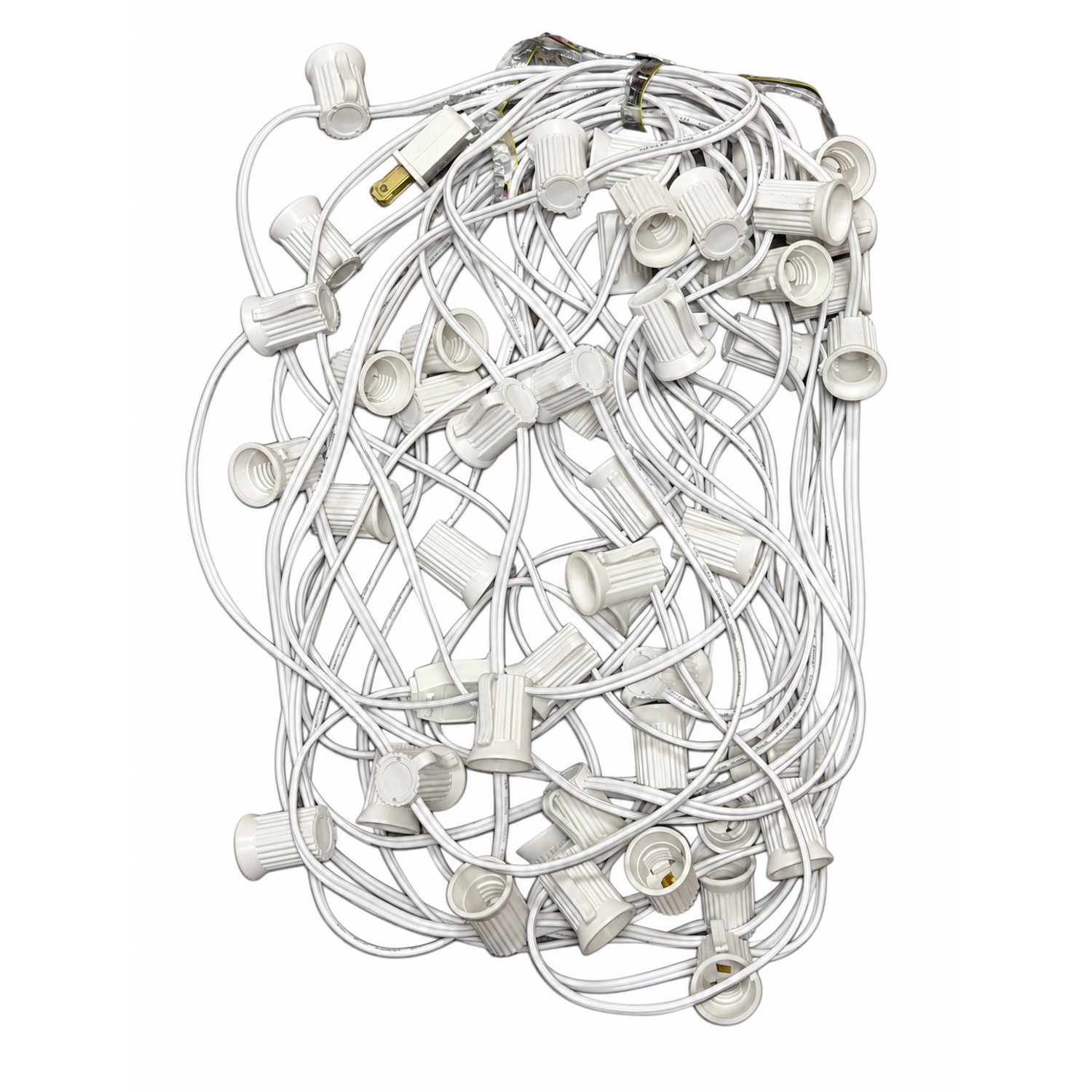 50 ft. C9 E17 Intermediate Base String Light Cord White Wire 12 in. Socket Spacing E17/W/5012 - Christmas Holiday String - E17/W/5012 - Norman Lamps