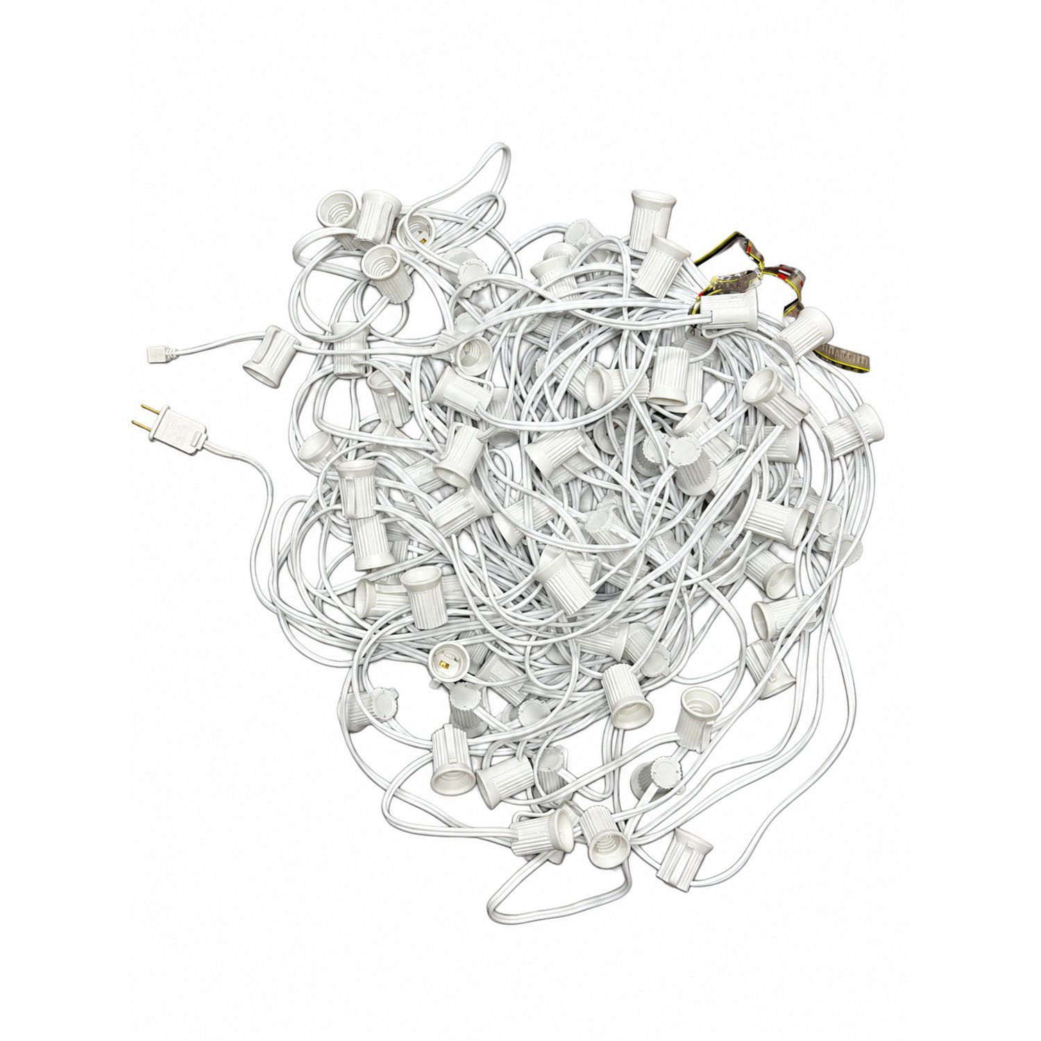 100 ft. E17 Intermediate Base String Light Cord White Wire 12 in. Socket Spacing E17/W/10012 - C9 E17 - Christmas Holiday String - E17/W/10012 - Norman Lamps