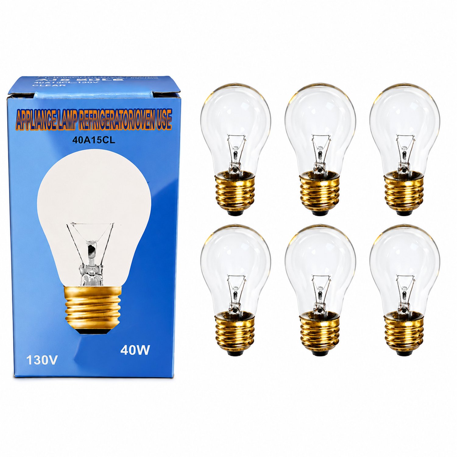 6 PACK 40A15/CL 130V 40W Clear Appliance Bulb - 40A15CL-6PK - Norman Lamps
