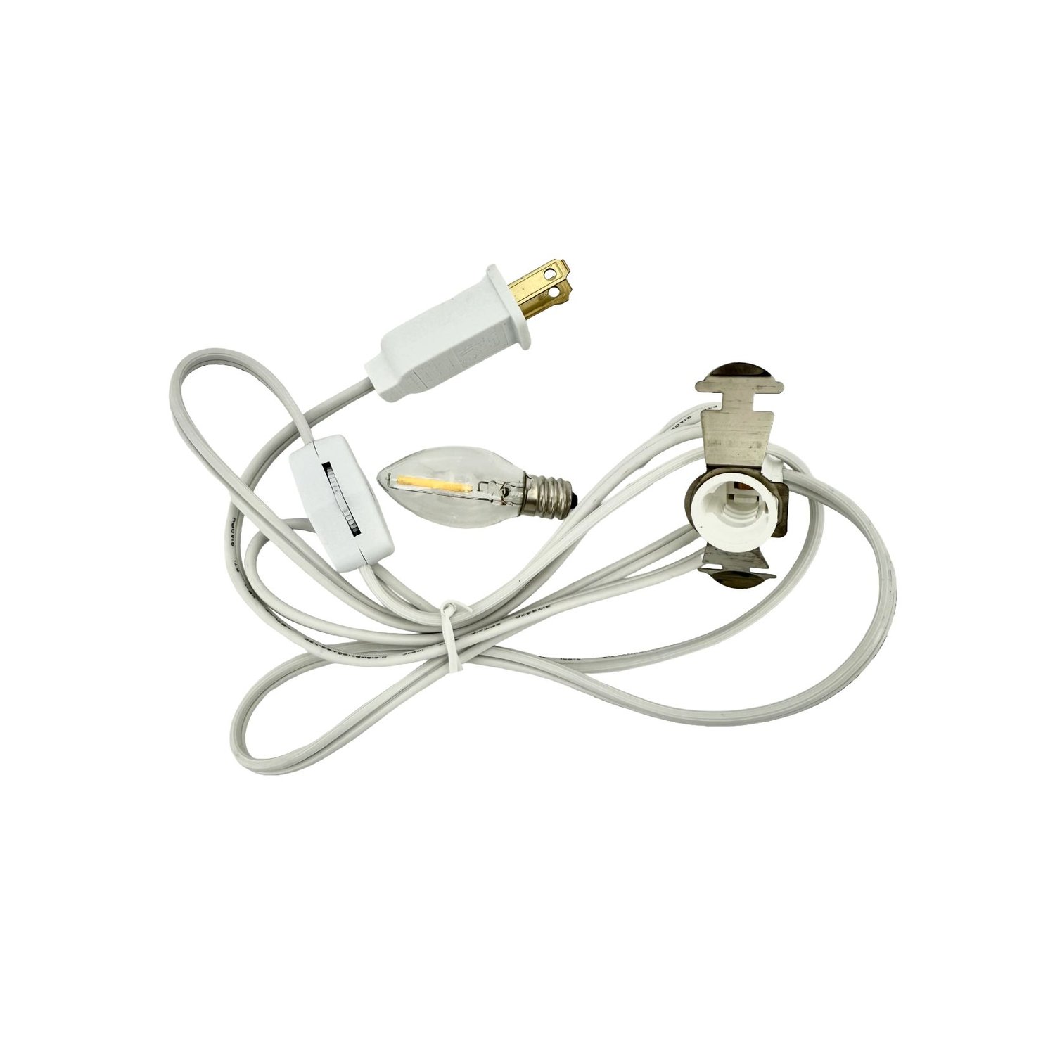 E12-C7-PC Power Cord Assembly - 6 feet long - Switch and LED C7 bulb included - 2,700k - E12-C7-PC - Norman Lamps