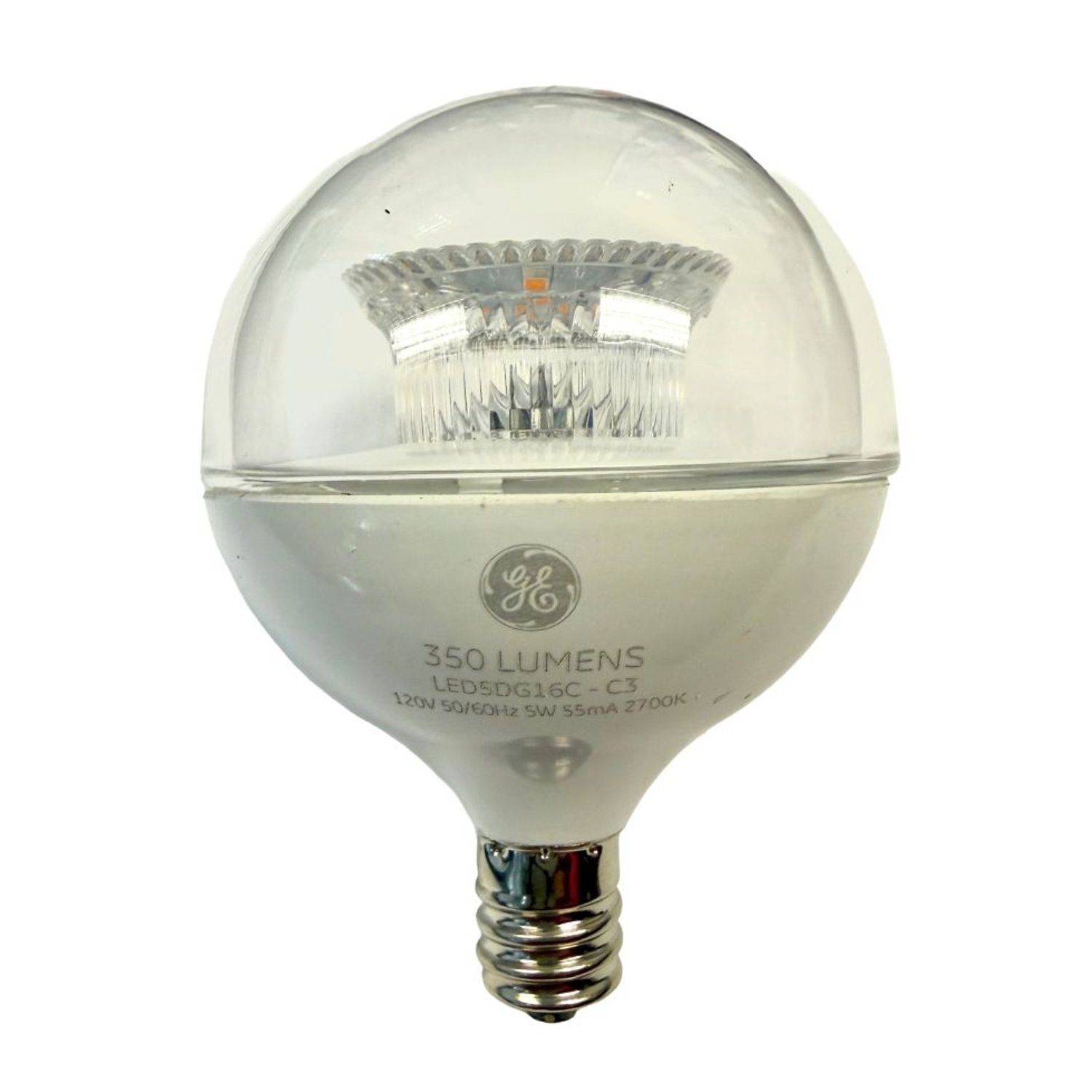 LED5DG16C-C3-OT GE Brand 37180 CLEAR  5 Watt 350 Lumens E12 Base - LED5DG16-C3-OT - Norman Lamps