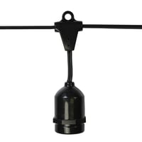 37.5 ft. E26 Medium Base String Light Cord Black Wire Flush Sockets Molded Stringer UL 120V E26/B/2518 37.5 ft. E26 Medium Base String Light Cord Black Wire Flush Sockets Molded Stringer UL 120V E26/B/2518 - E26/B/2518-S - Norman Lamps
