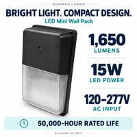1650 Lumen - Bronze -15 Watt - Color Selectable 27K, 3K, 35K, 4K, 5K - LED Mini Wall Pack Fixture - With Photo Cell 1650 Lumen - Bronze -15 Watt - Color Selectable 27K, 3K, 35K, 4K, 5K - LED Mini Wall Pack Fixture - With Photo Cell - ECOMWP-15-120-5 - Norman Lamps