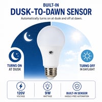 Dusk-to-Dawn A19 3000K LED-A19DD9W-3K - LED-A19DD9W-3K - Norman Lamps