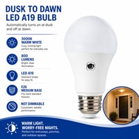 Dusk-to-Dawn A19 3000K LED-A19DD9W-3K - LED-A19DD9W-3K - Norman Lamps