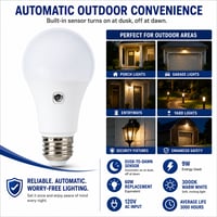 Dusk-to-Dawn A19 3000K LED-A19DD9W-3K - LED-A19DD9W-3K - Norman Lamps