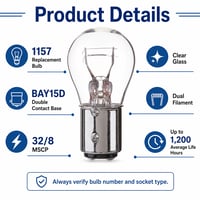 20 Pack 1157 Miniature Bulb 12.8V/12.8V - 27W/8W Double Filament 20 Pack 1157 Miniature Bulb 12.8V/12.8V - 27W/8W Double Filament - 1157-20pk - Norman Lamps