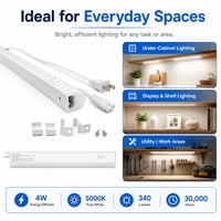 12-Inch Linkable LED Under Cabinet Light Fixture – 4W, 5000K Daylight, 340 Lumens – N1238-4W-5K - N1238-4W-5K - Norman Lamps