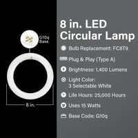 1400 Lumens 15 Watt 3500K/4000K/6500K SEL 8 in. LED T9 Circline Light Tube 4-Pin Type A Ballast Compatible Non-Dimmable FC8/3CCT/LED 1400 Lumens 15 Watt 3500K/4000K/6500K SEL 8 in. LED T9 Circline Light Tube 4-Pin Type A Ballast Compatible Non-Dimmable FC8/3CCT/LED - FC8/3CTT/LED - Norman Lamps