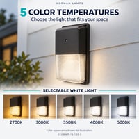 1650 Lumen - Bronze -15 Watt - Color Selectable 27K, 3K, 35K, 4K, 5K - LED Mini Wall Pack Fixture - With Photo Cell 1650 Lumen - Bronze -15 Watt - Color Selectable 27K, 3K, 35K, 4K, 5K - LED Mini Wall Pack Fixture - With Photo Cell - ECOMWP-15-120-5 - Norman Lamps