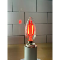 200 Lumens 2 Watt Red LED B10 Filament Light Bulb E12 Candelabra Base 120V LED-FB10CT-FR-2W - LED-FB10CT-FR-2 - Norman Lamps