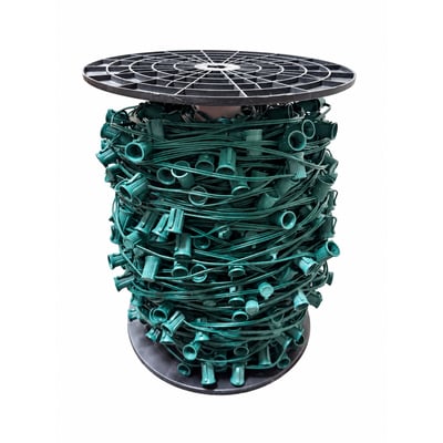 1000 ft. E17 Intermediate Base String Light Cord Green Wire 12 in. Socket Spacing No End Plugs E17/G/100012 - Christmas Holiday String - Norman Lamps