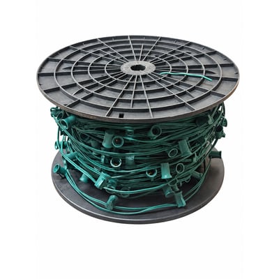 500 ft. E12 Candelabra Base String Light Cord Green Wire 12 in. Socket Spacing No End Plugs E12/G/50012 500 ft. E12 Candelabra Base String Light Cord Green Wire 12 in. Socket Spacing No End Plugs E12/G/50012 - Norman Lamps