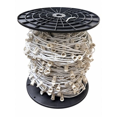 1000 ft. E12 Candelabra Base String Light Cord White Wire 12 in. Socket Spacing No End Plugs E12/W/100012 1000 ft. E12 Candelabra Base String Light Cord White Wire 12 in. Socket Spacing No End Plugs E12/W/100012 - Norman Lamps