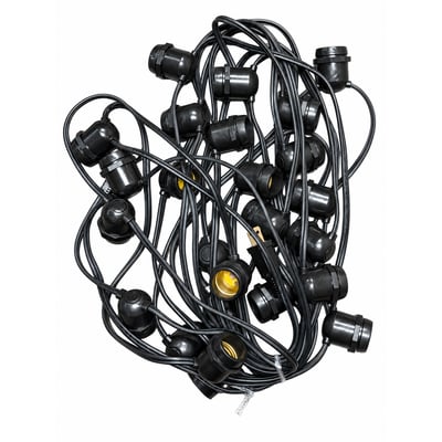 37.5 ft. E26 Medium Base String Light Cord Black Wire Flush Sockets Molded Stringer UL 120V E26/B/2518