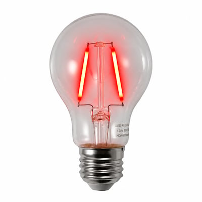 200 Lumens 2 Watt Red LED A19 Filament Light Bulb E26 Medium Base Non-Dimmable 120V LED-FA19-RF-2W