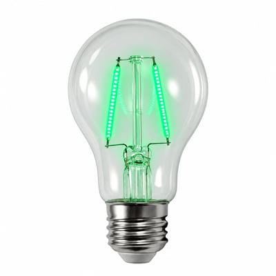 200 Lumens 2 Watt Green LED A19 Filament Light Bulb E26 Medium Base Non-Dimmable 120V LED-FA19-GF-2W - Norman Lamps