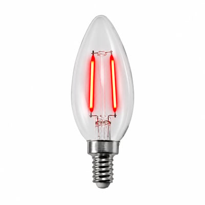 200 Lumens 2 Watt Red LED B10 Filament Light Bulb E12 Candelabra Base 120V LED-FB10CT-FR-2W 200 Lumens 2 Watt Red LED B10 Filament Light Bulb E12 Candelabra Base 120V LED-FB10CT-FR-2W - Norman Lamps