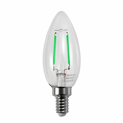 200 Lumens 2 Watt Green LED B10 Filament Light Bulb E12 Candelabra Base 120V LED-FB10CT-FG-2W 200 Lumens 2 Watt Green LED B10 Filament Light Bulb E12 Candelabra Base 120V LED-FB10CT-FG-2W - Norman Lamps