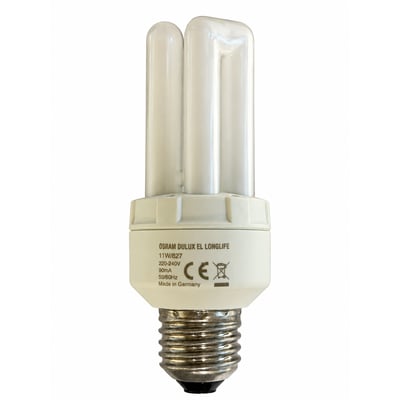 DULUX/11W/230V - CFL 27K Warm White - E27 11W 230 Volt - 660 Lumens Dulux EL - Limited Stock - Norman Lamps