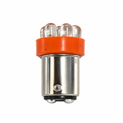 7 Cluster Amber 120 Volt BA15D LED - 1.25 Inch Length x .80 Inch Diameter -LED-6S6-120-DCA - Amber LED - 120V - BA15D Double contact Base - Replaces 6S6, 15T7, 25T8 types - Norman Lamps