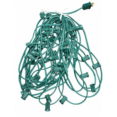 50 ft Green String Light Cord – E12 Candelabra Sockets – 12 in. Spacing – E12/G/5012 - Norman Lamps