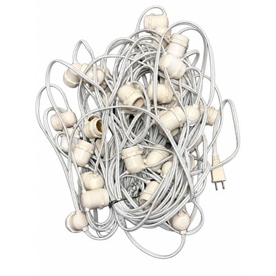 104 ft. E26 Medium Base String Light Cord White Wire Molded Stringer and Sockets UL 120V E26/W/5024