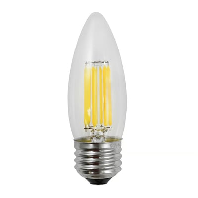 380 Lumens 4 Watt 2400K LED B10 Filament Light Bulb Torpedo Tip E26 Medium Base Dimmable 120V LED-FB10ETC4W24