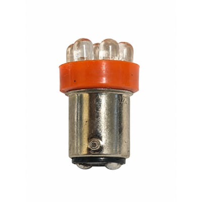 7 Cluster Amber 120 Volt BA15D LED - 1.25 Inch Length x .80 Inch Diameter -LED-6S6-120-DCA - Amber LED - 120V - BA15D Double contact Base - Replaces 6S6, 15T7, 25T8 types