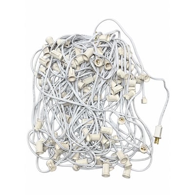 100 ft. E12 Candelabra Base String Light Cord White Wire 12 in. Socket Spacing E12/W/10012 100 ft. E12 Candelabra Base String Light Cord White Wire 12 in. Socket Spacing E12/W/10012 - Norman Lamps
