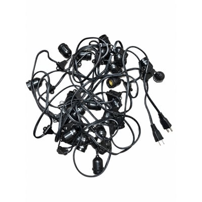 37.5 ft. E26 Medium Base String Light Cord Black Wire Flush Sockets Molded Stringer UL 120V E26/B/2518