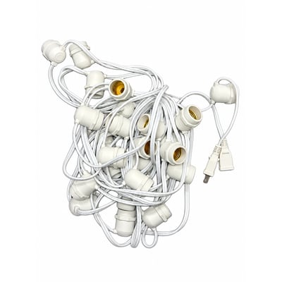 37.5 ft. E26 Medium Base String Light Cord White Wire Flush Sockets Molded Stringer 120V E26/W/2518